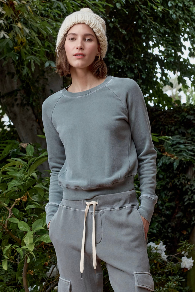 Saguro Chic Distressed Loop Terry Sweatshirt Hover Image