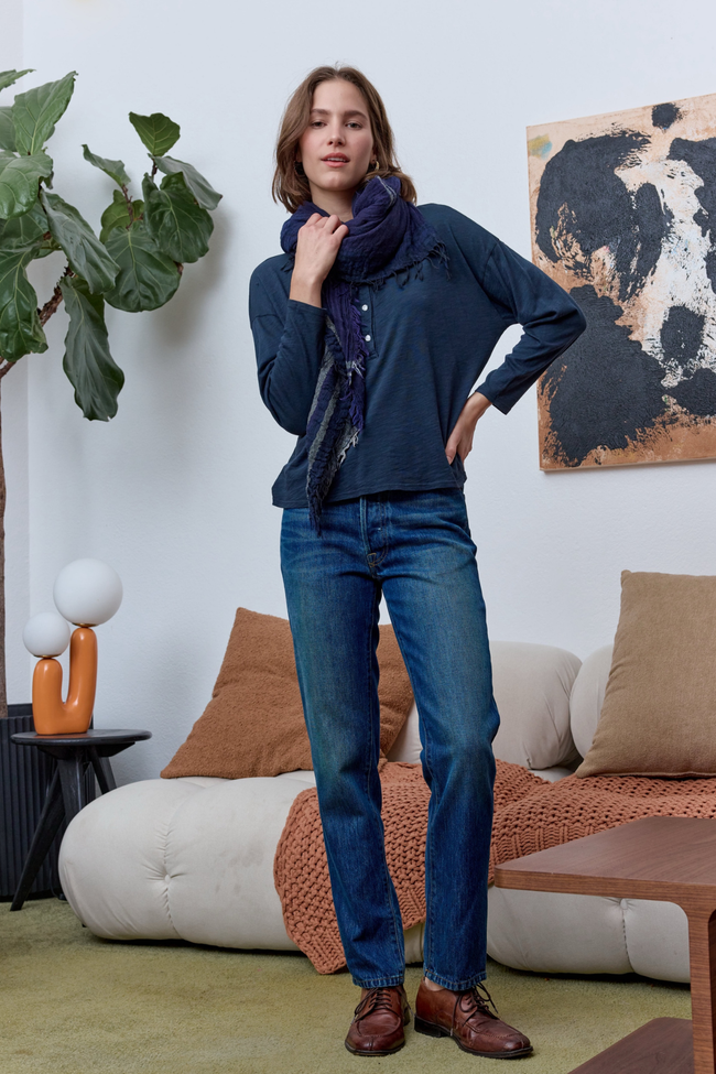 Hazel Boxy Slub Jersey Henley Main Image