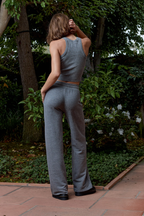 Amaya Fitted Crop Melange Rib Tank