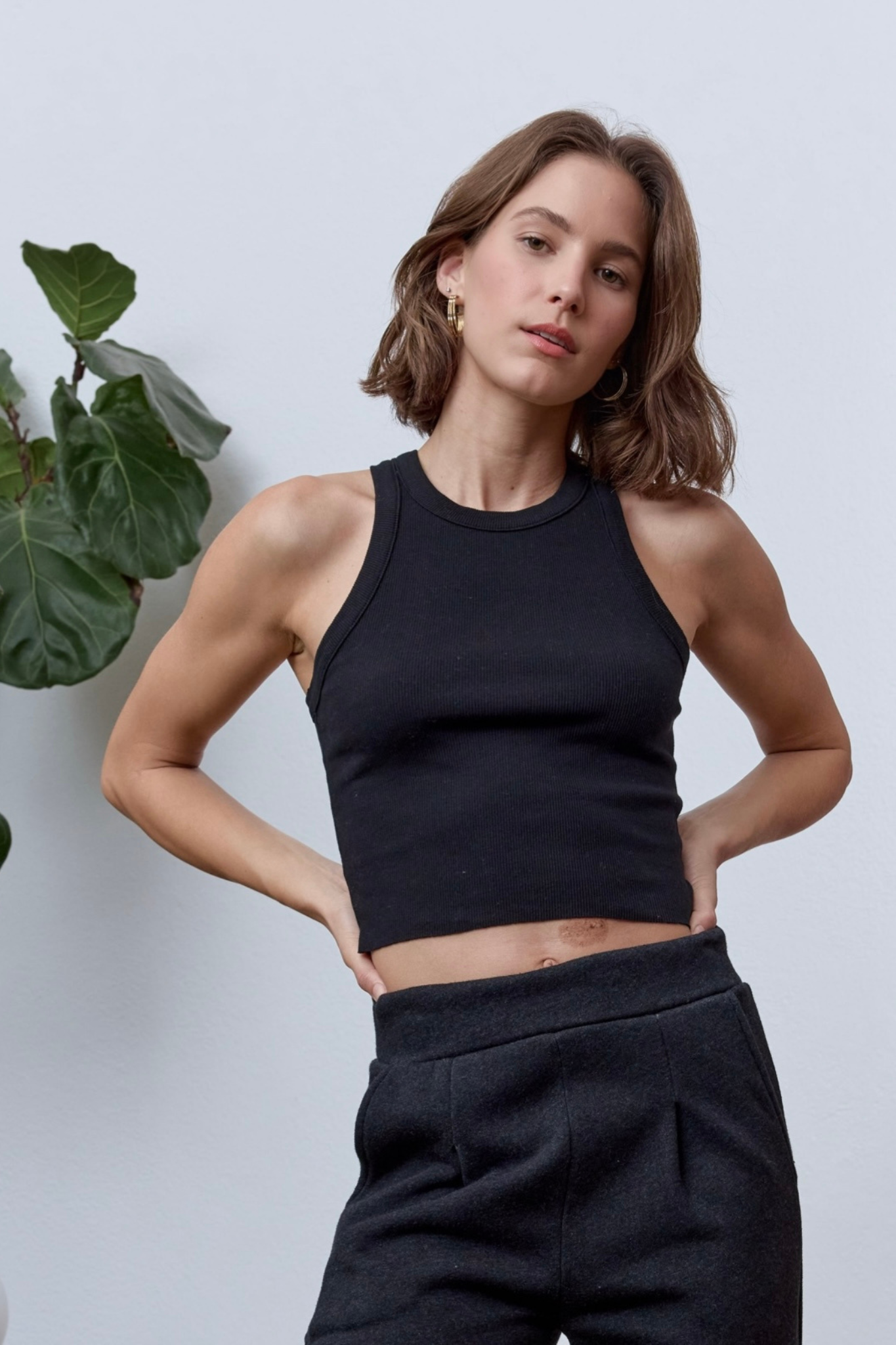 Amaya Fitted Crop Rib Tank