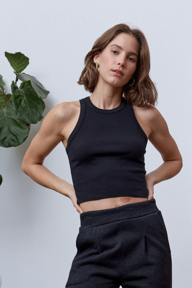 Amaya Fitted Crop Rib Tank Hover Image