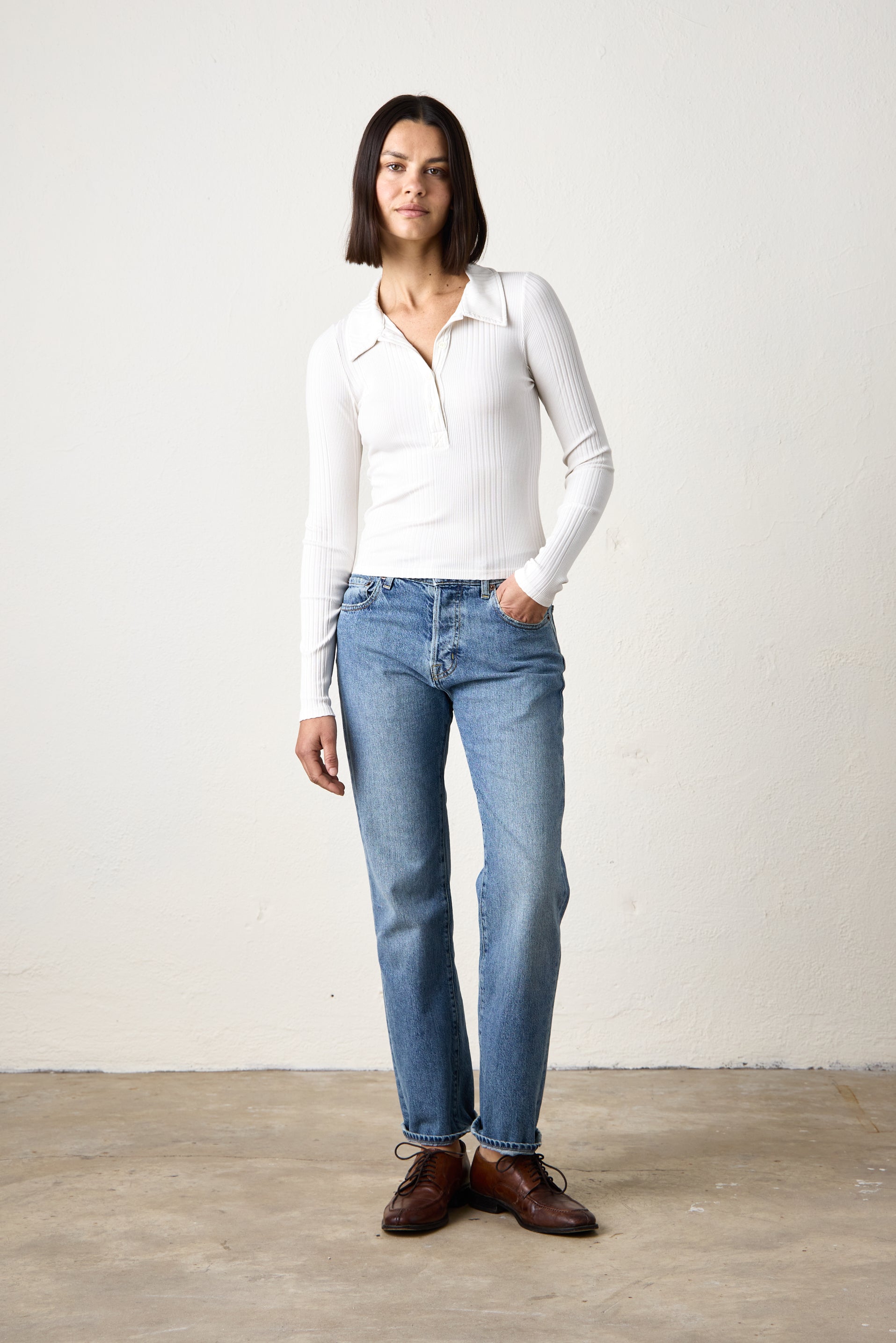 ALI FITTED VARIEGATED RIB POLO