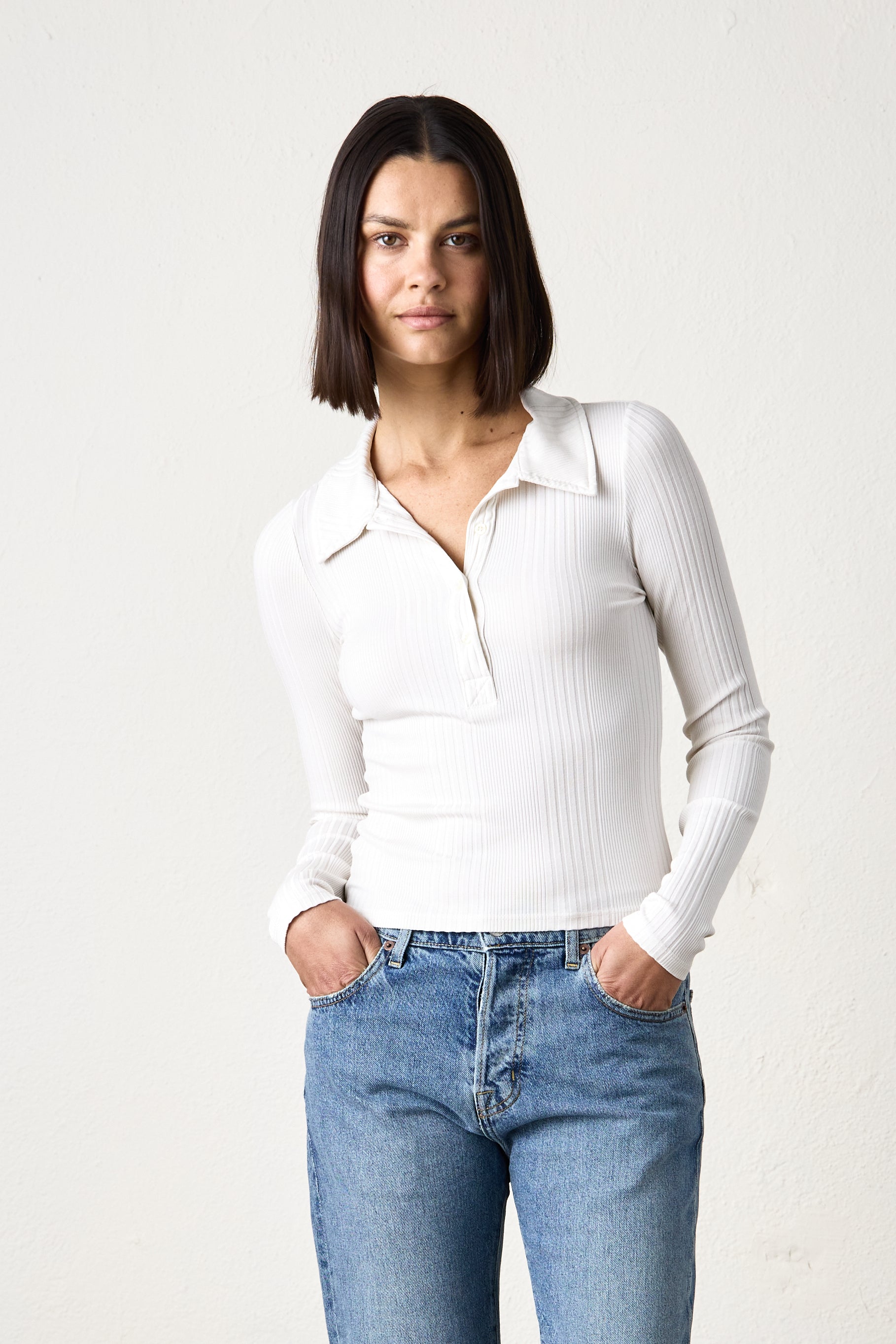 ALI FITTED VARIEGATED RIB POLO