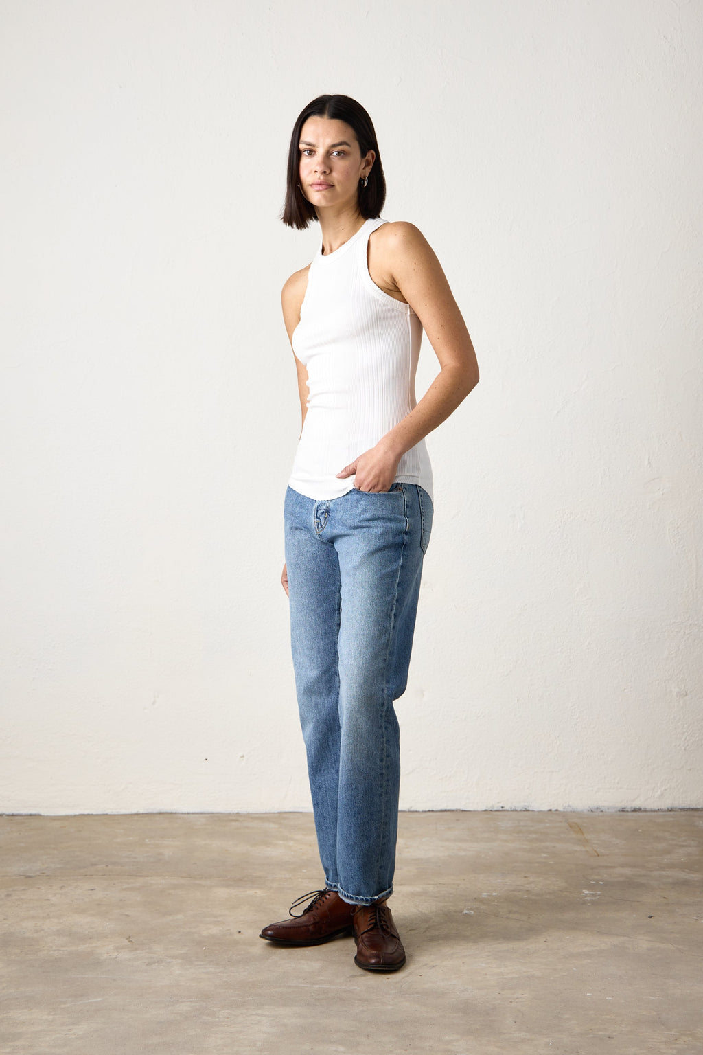 ALEXA FITTED VARIEGATED RIB TANK