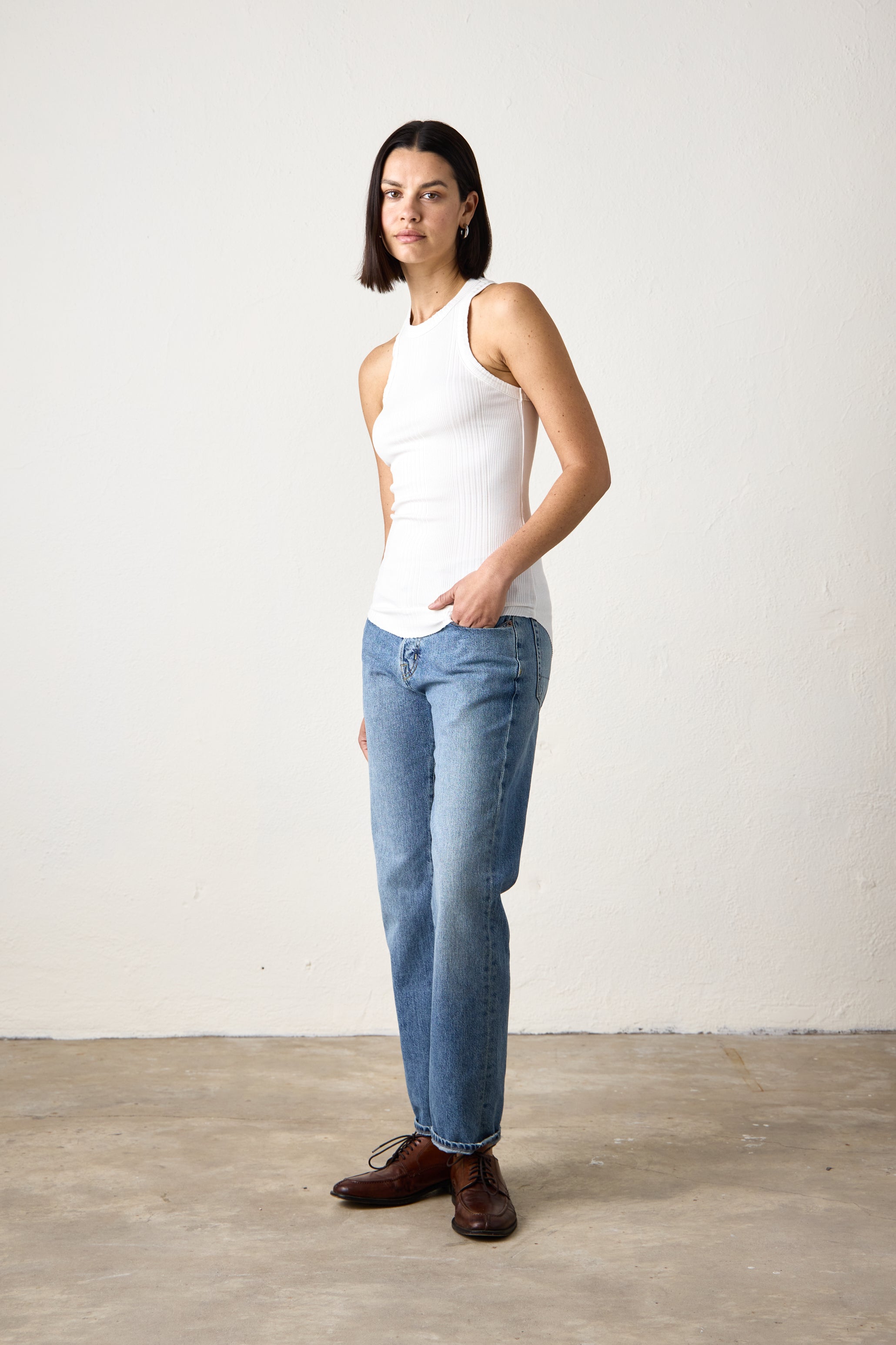 ALEXA FITTED VARIEGATED RIB TANK