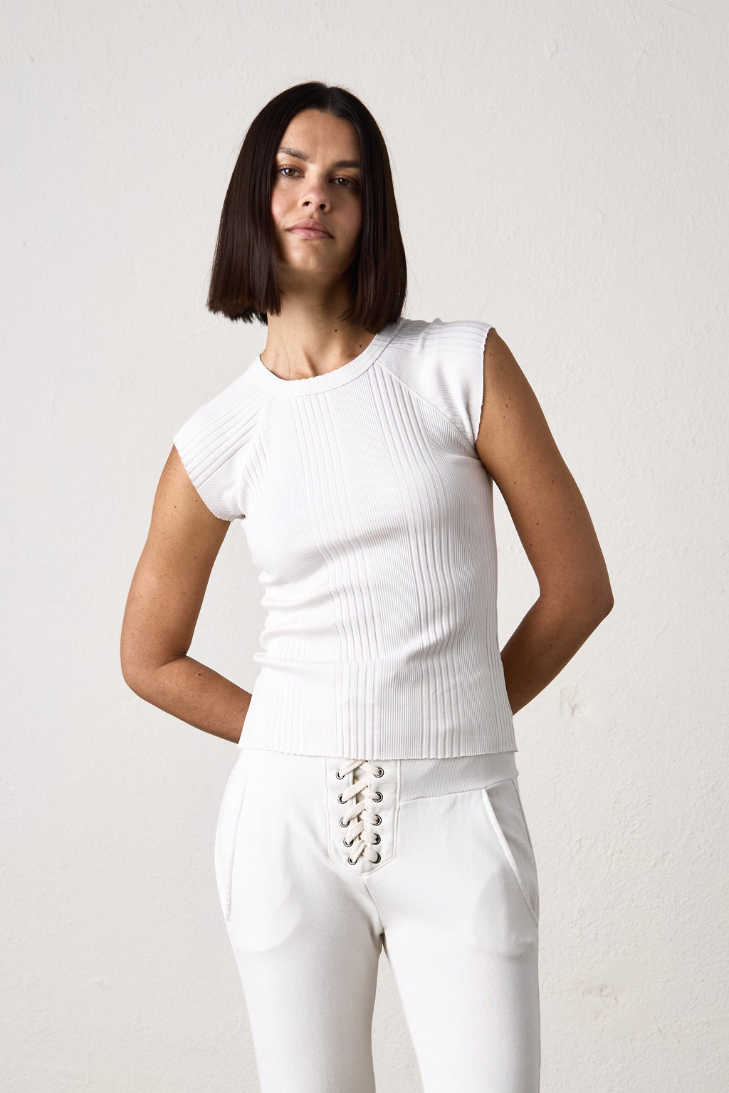 CHLOE FITTED VARIEGATED RIB TEE