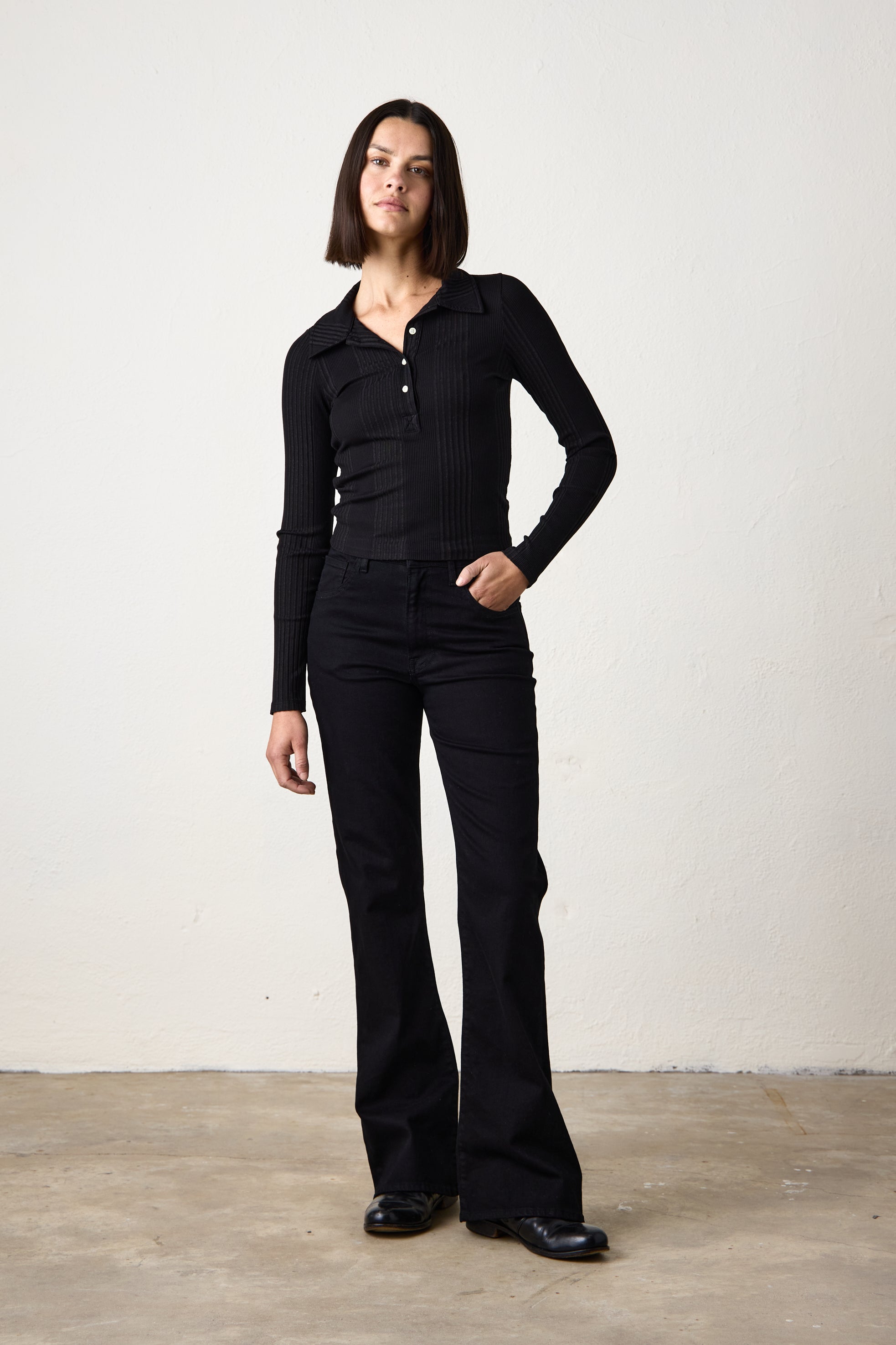 ALI FITTED VARIEGATED RIB POLO