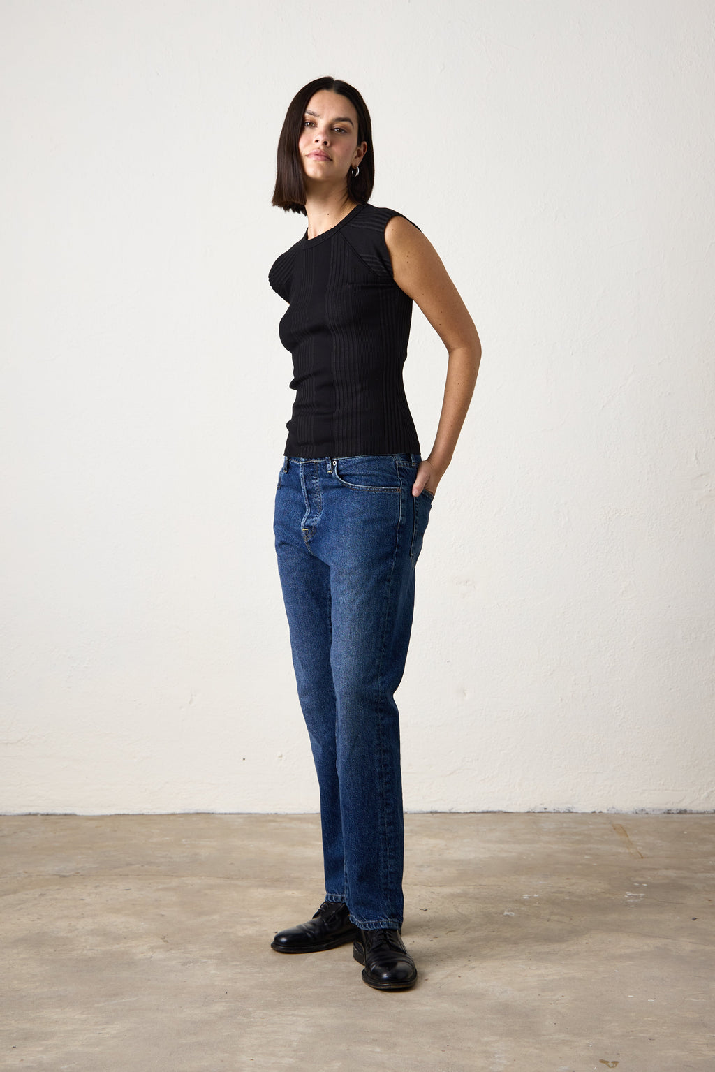 CHLOE FITTED VARIEGATED RIB TEE