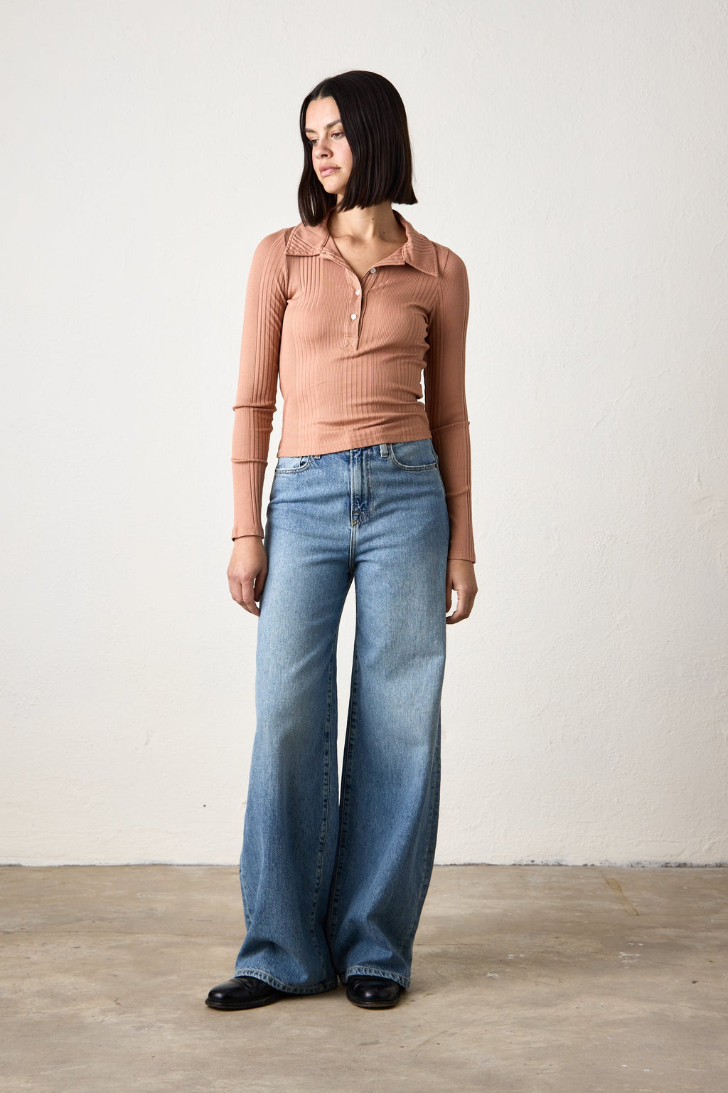 ALI FITTED VARIEGATED RIB POLO