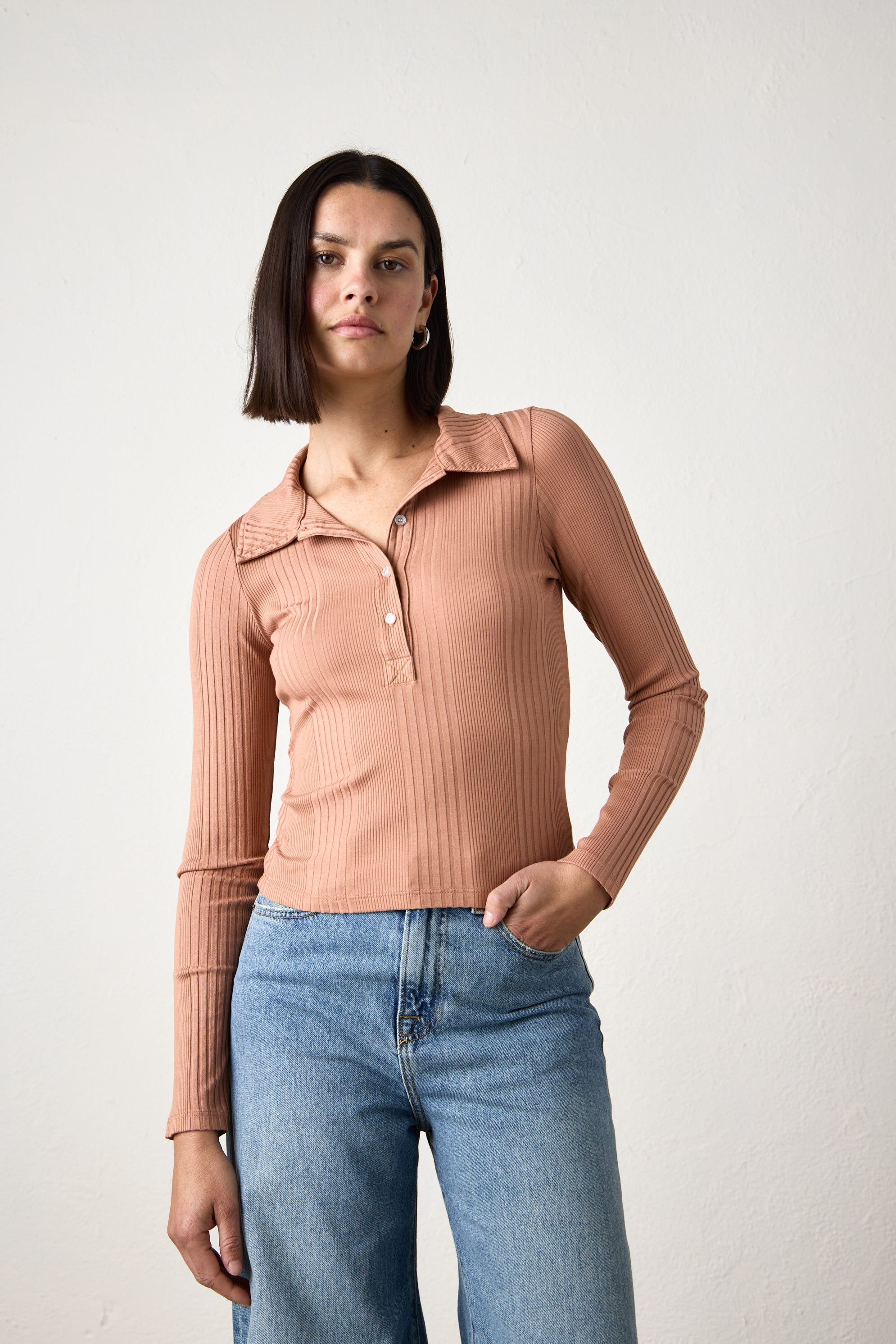 ALI FITTED VARIEGATED RIB POLO