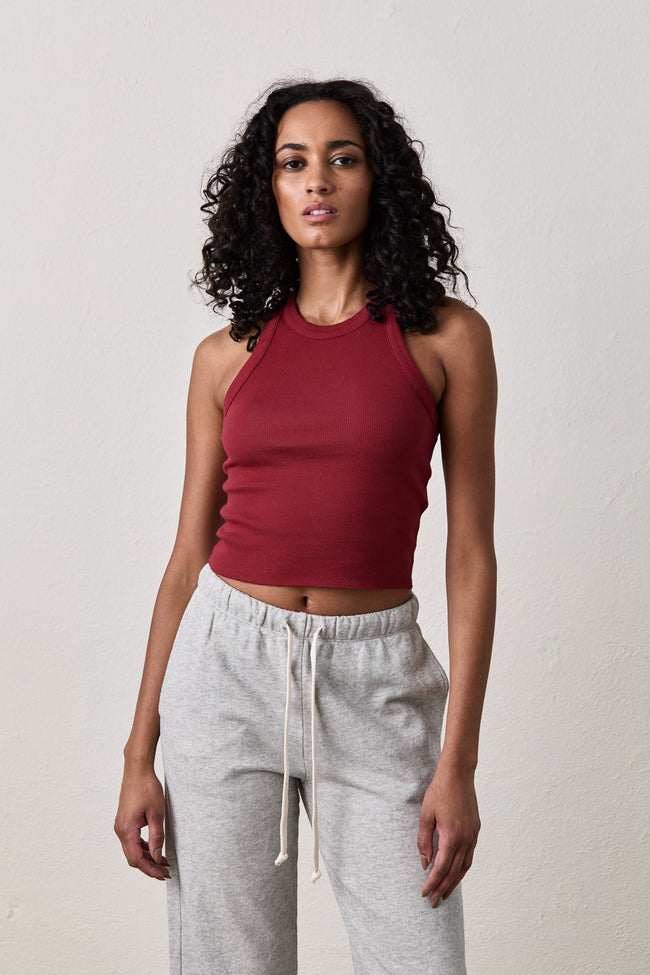 Amaya Fitted Crop Rib Tank Hover Image