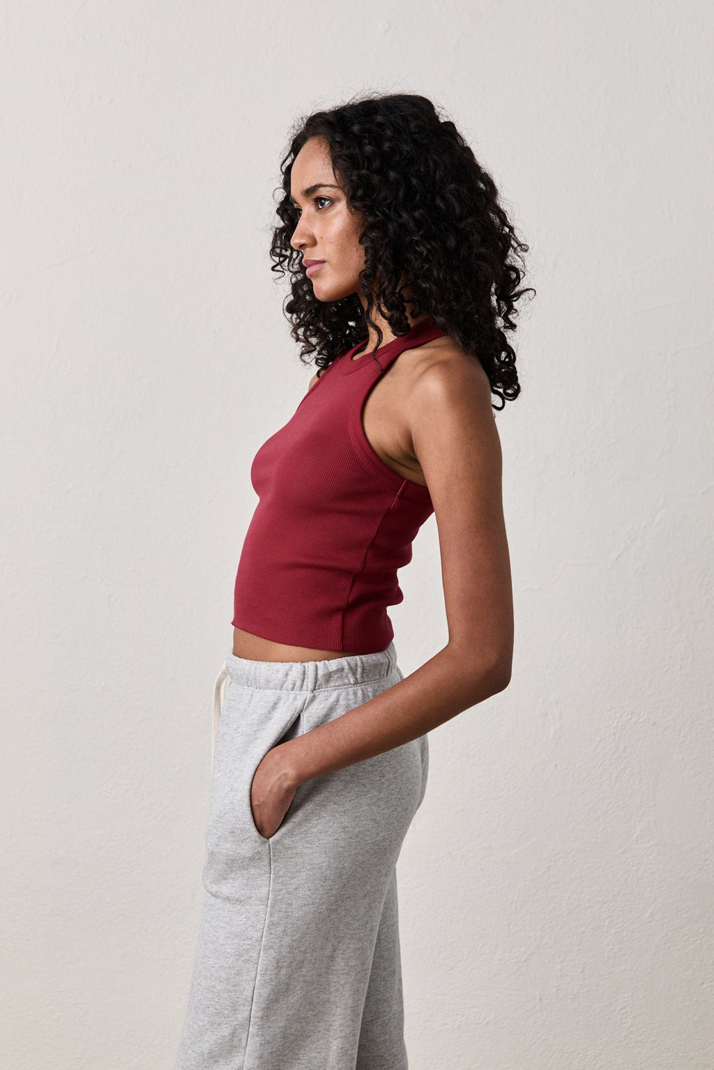 Amaya Fitted Crop Rib Tank