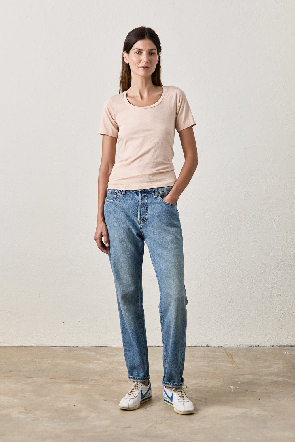 Tally Slim Fit U Neck Slub Jersey Tee