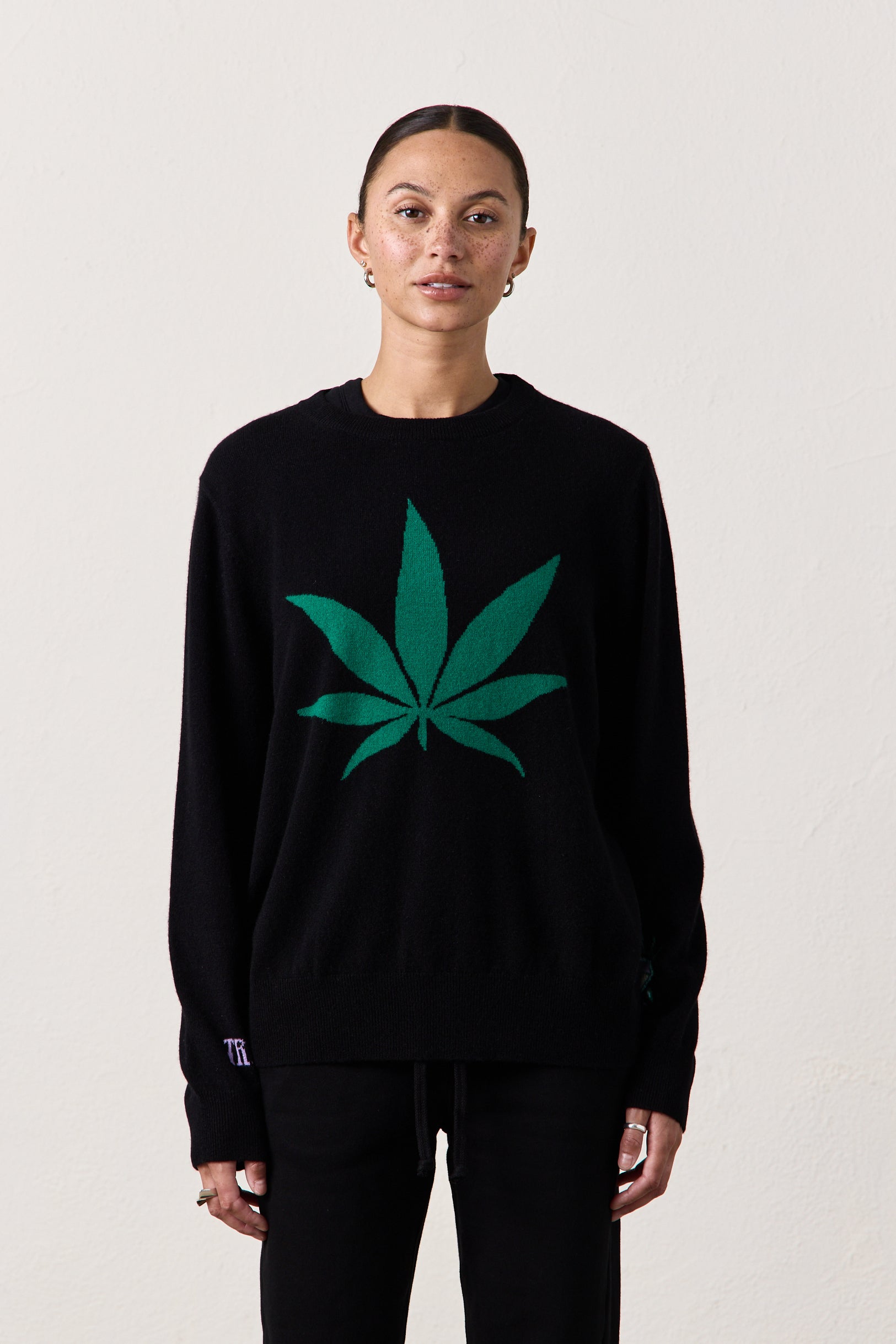 X Jacquie Aiche Sweet Leaf Cashmere Crew