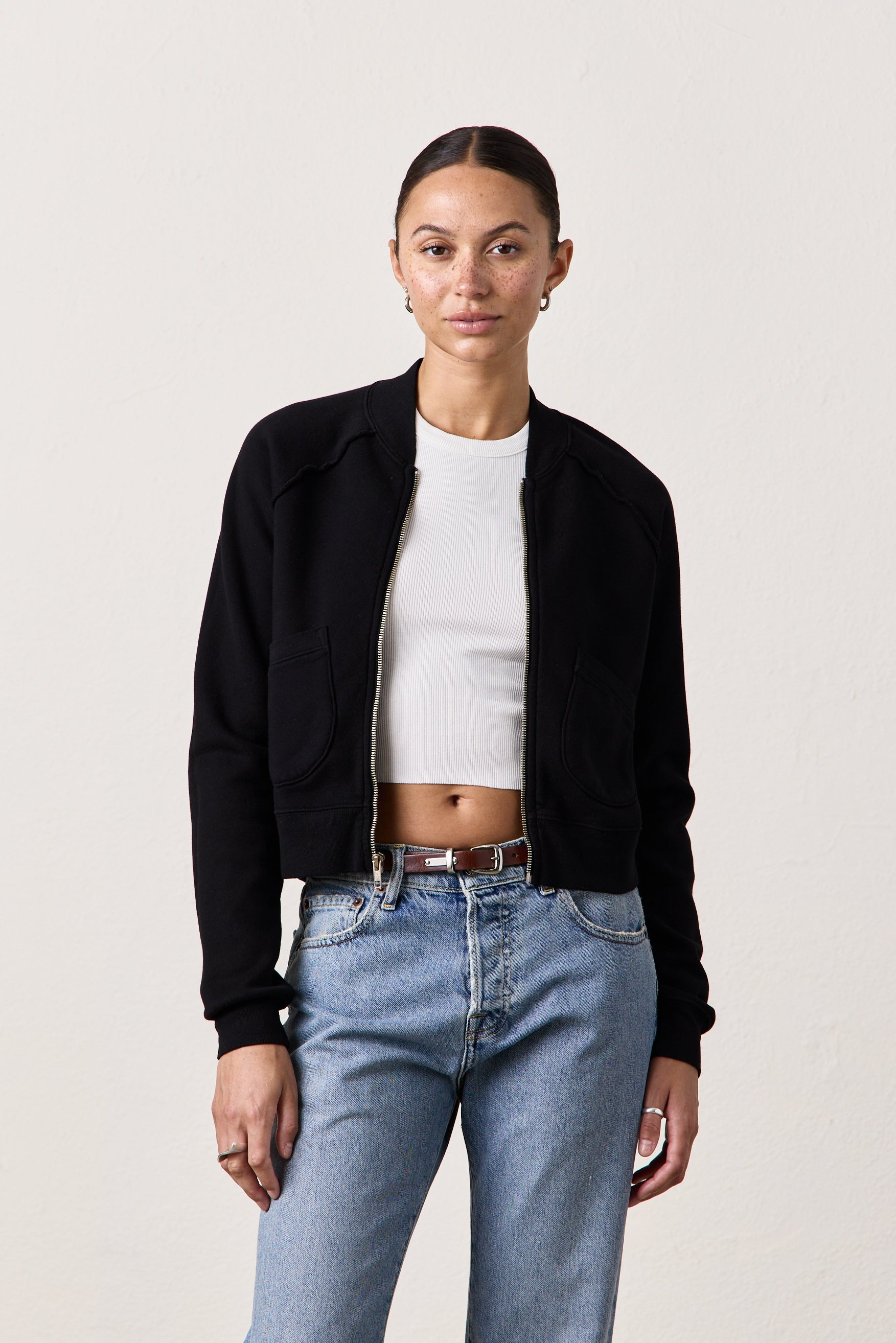 FOX ZIP FRONT COZY FLEECE BOMBER