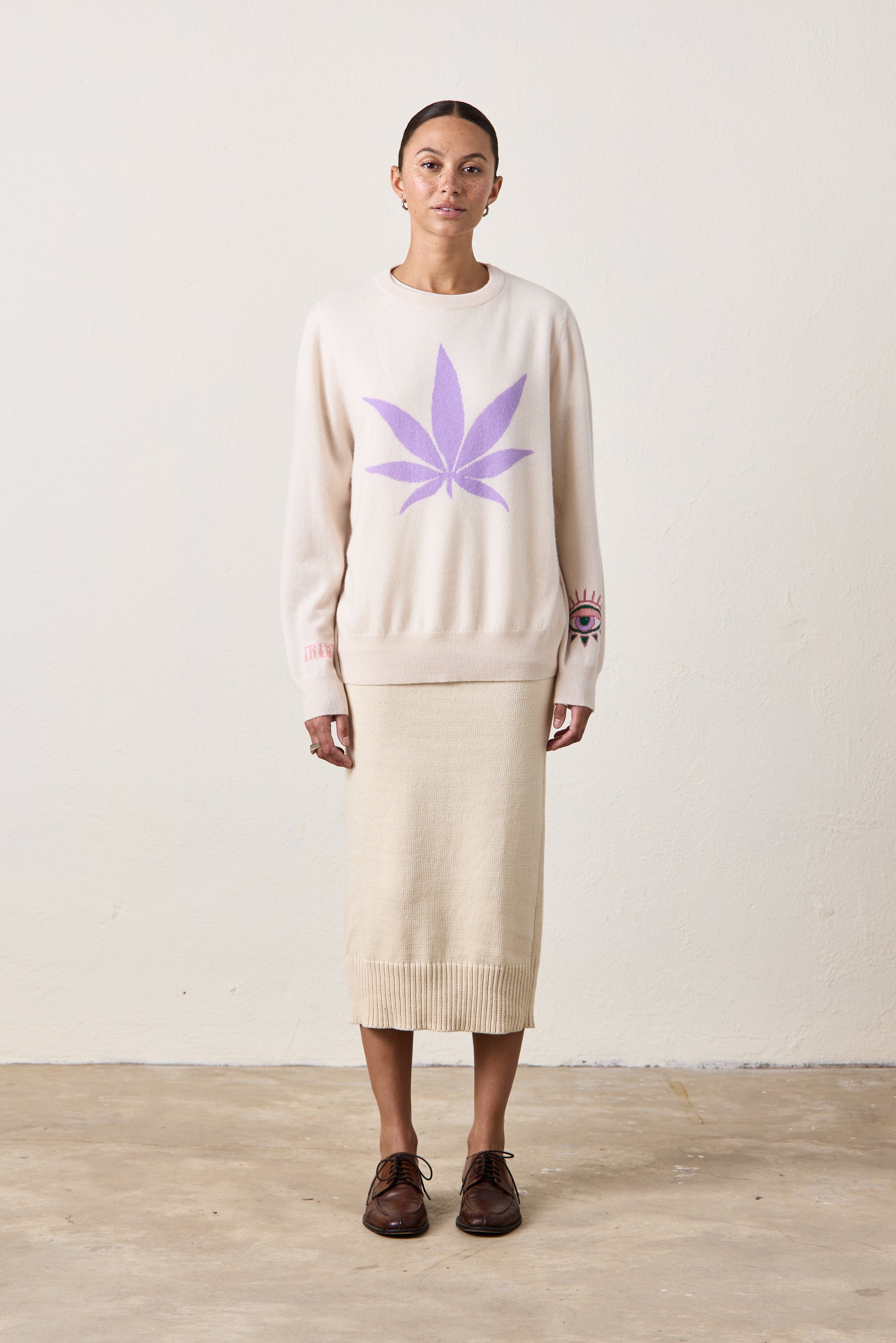 X Jacquie Aiche Sweet Leaf Cashmere Crew