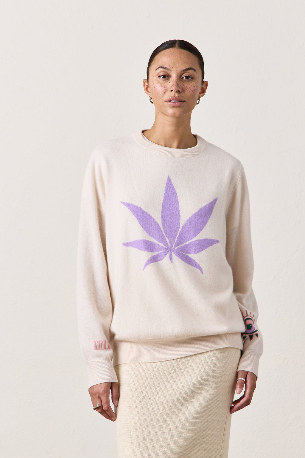 X Jacquie Aiche Sweet Leaf Cashmere Crew