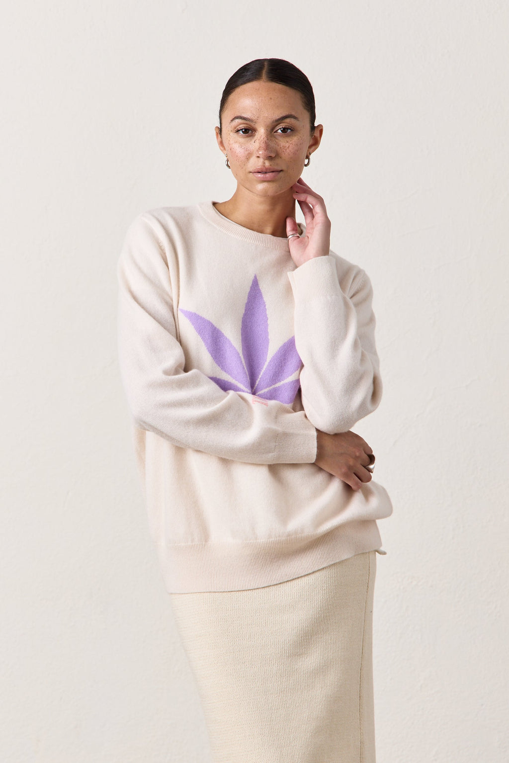 X Jacquie Aiche Sweet Leaf Cashmere Crew