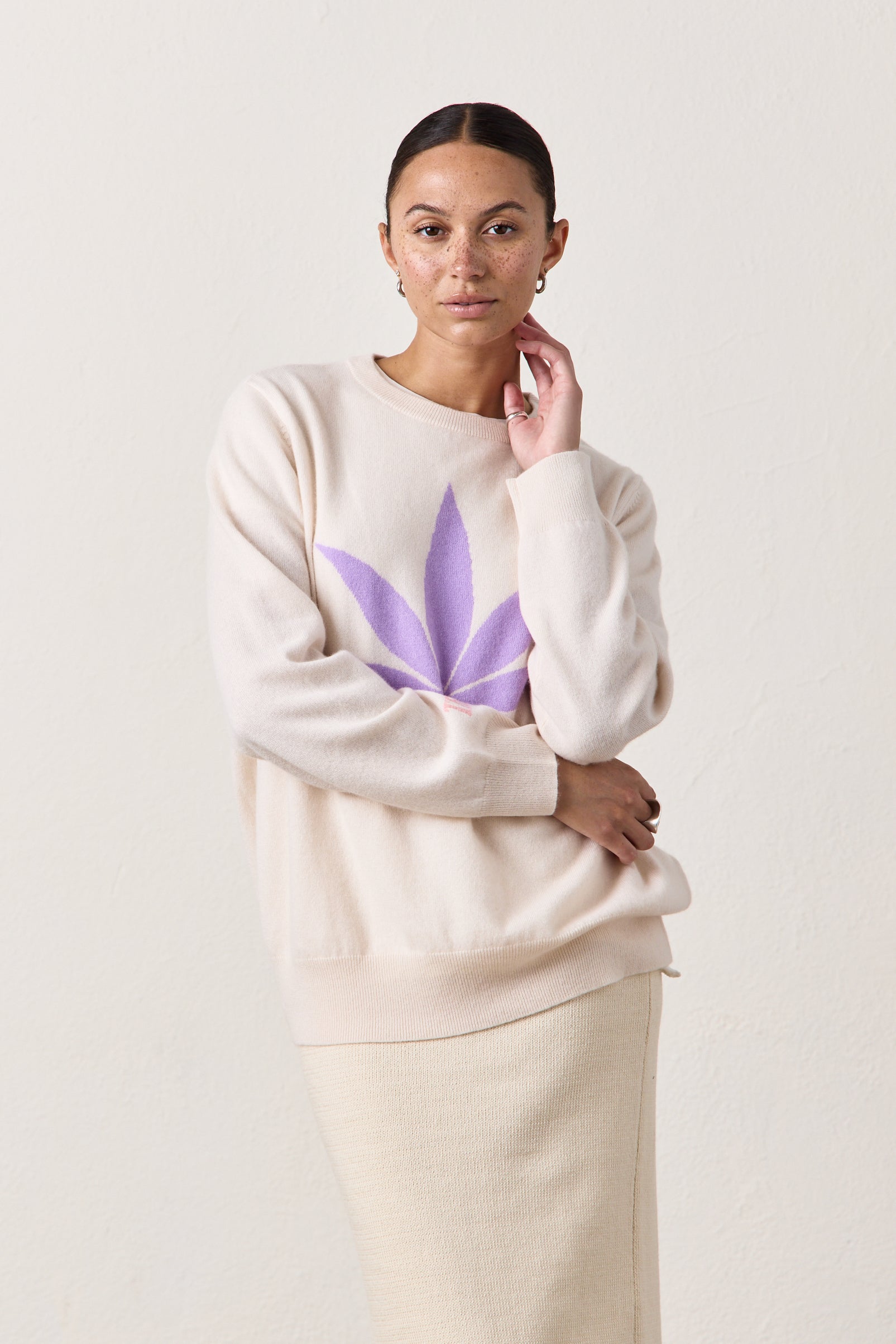 X Jacquie Aiche Sweet Leaf Cashmere Crew