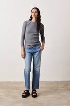 Aria Fitted Melange Rib Raglan Tee