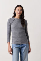 Aria Fitted Melange Rib Raglan Tee