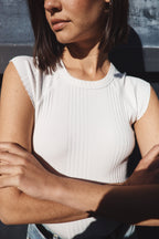 CHLOE FITTED VARIEGATED RIB TEE