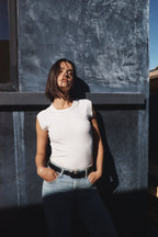 CHLOE FITTED VARIEGATED RIB TEE