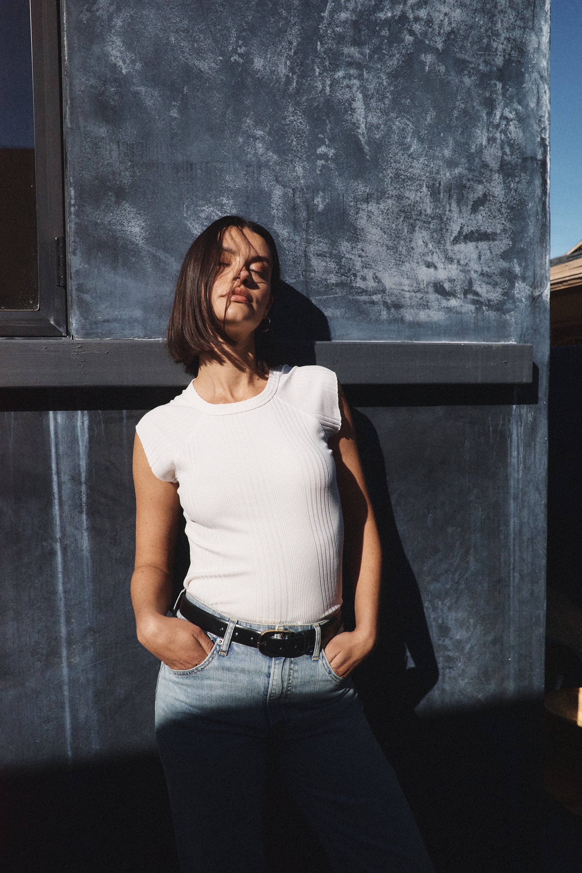 CHLOE FITTED VARIEGATED RIB TEE