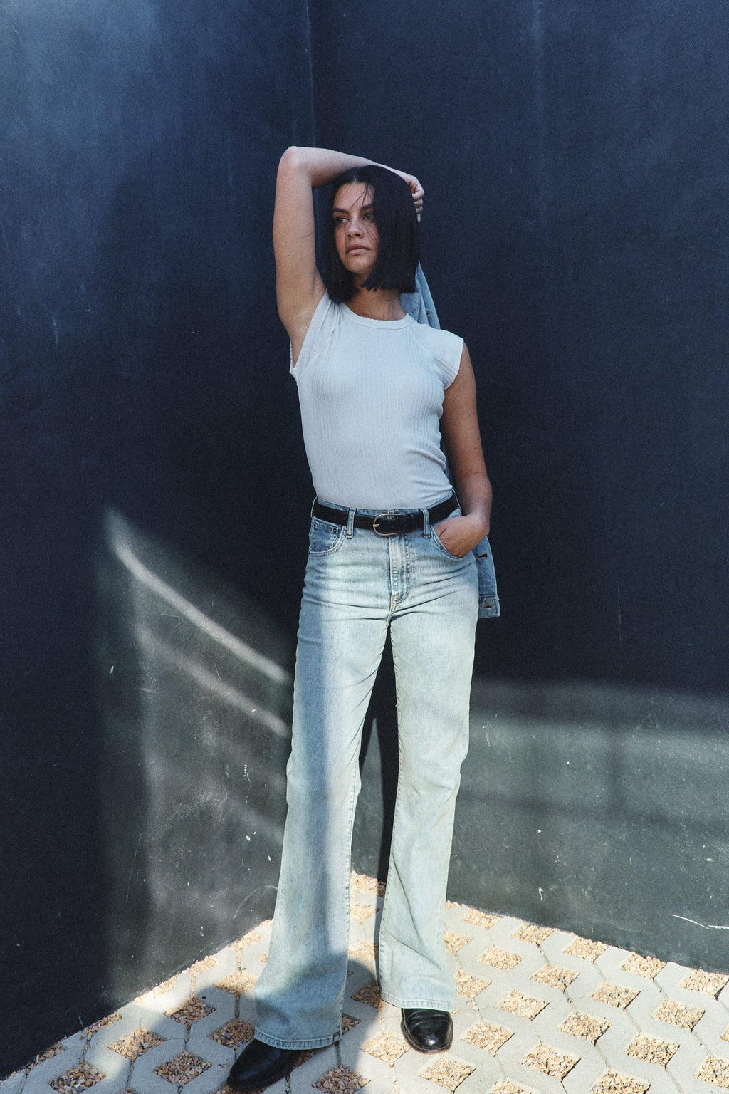 CHLOE FITTED VARIEGATED RIB TEE