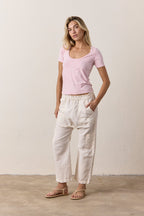 Tally Slim Fit U Neck Slub Jersey Tee