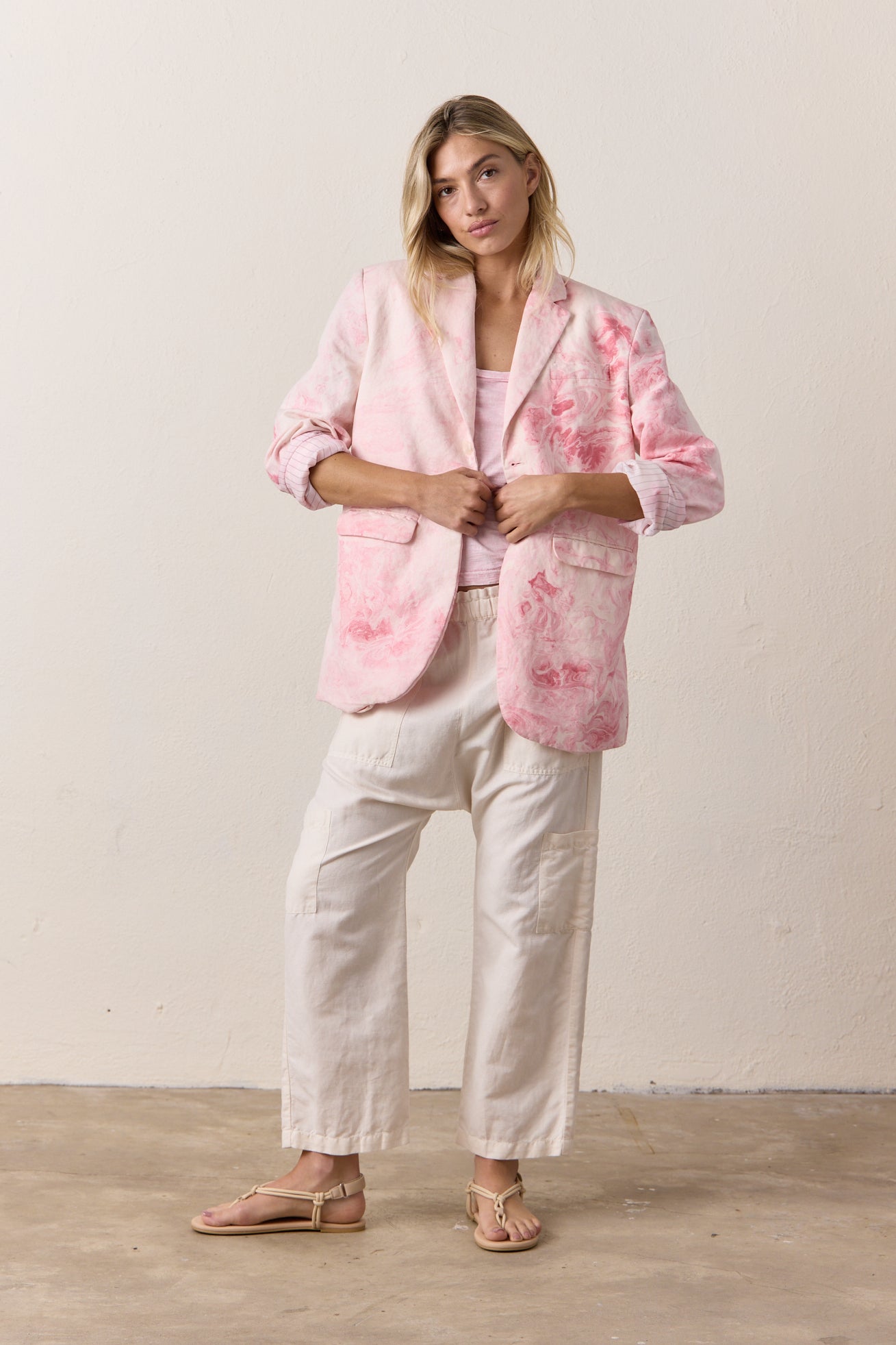 Seville Slouchy Linen Cotton Marbled Blazer