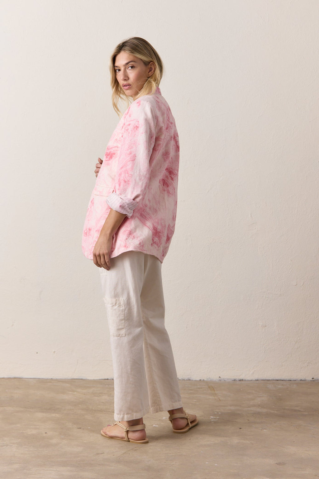 Seville Slouchy Linen Cotton Marbled Blazer