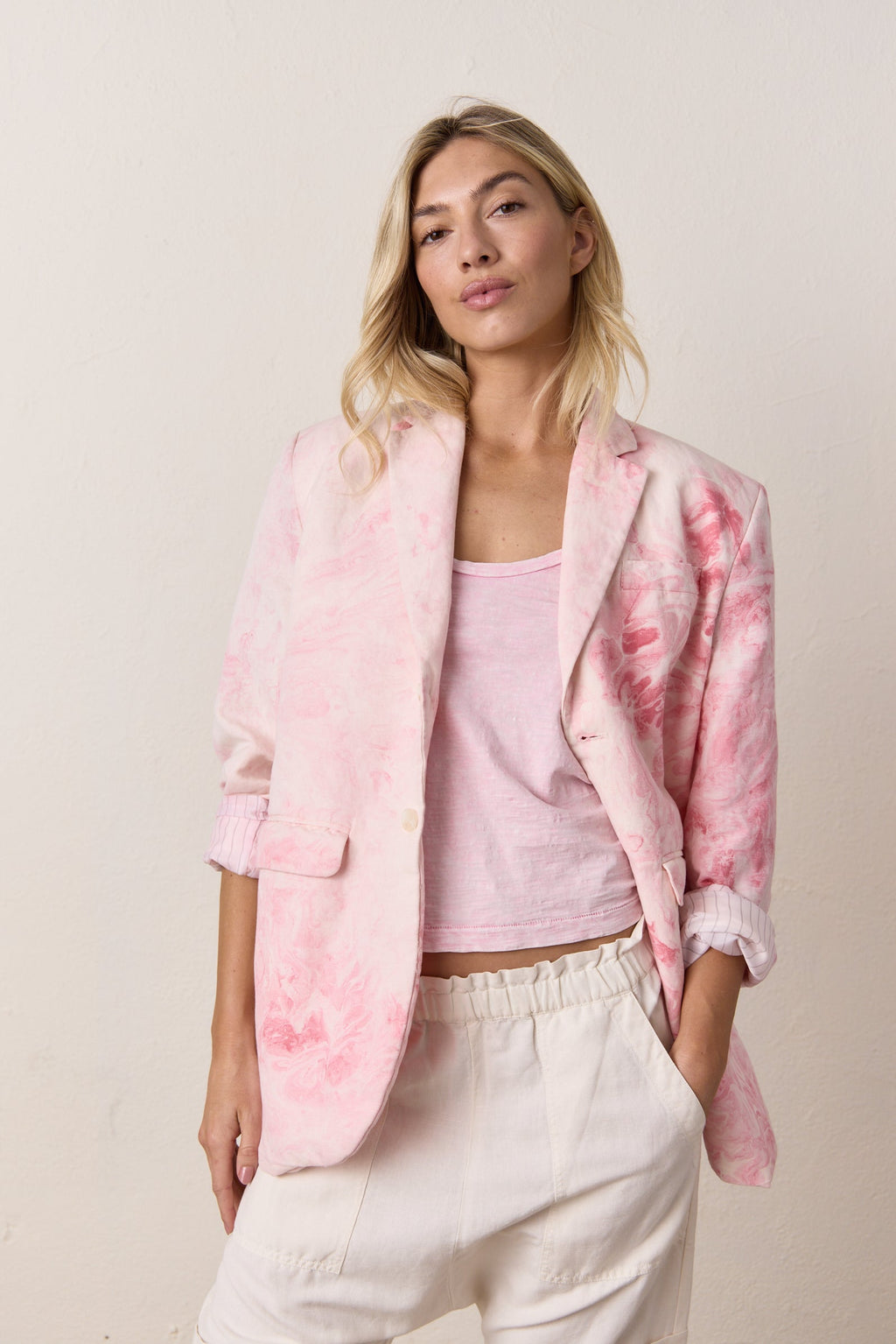 Seville Slouchy Linen Cotton Marbled Blazer