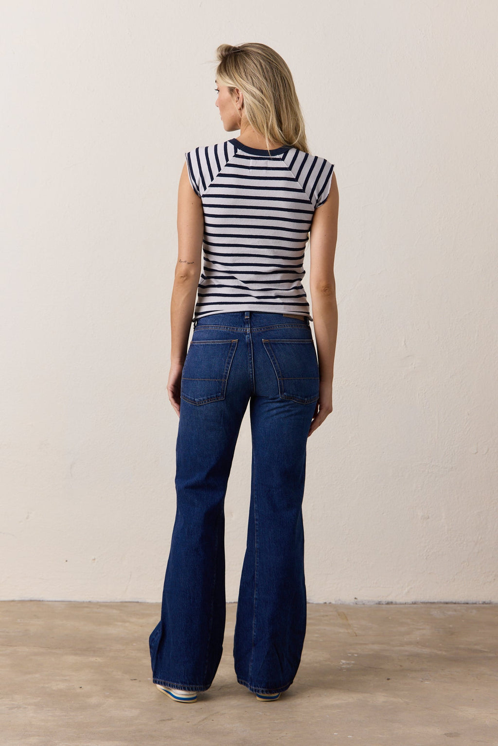 Chloe Fitted Stripe Slub Jersey Muscle Tee