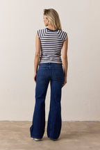 Chloe Fitted Stripe Slub Jersey Muscle Tee