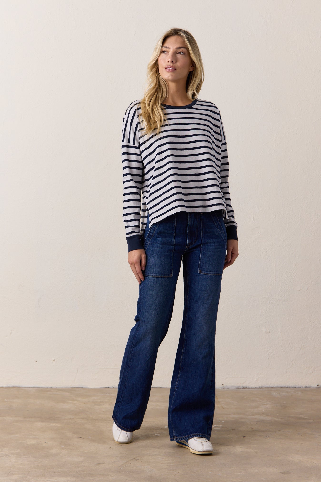 Abby Loose Fit Stripe Slub Jersey Tee