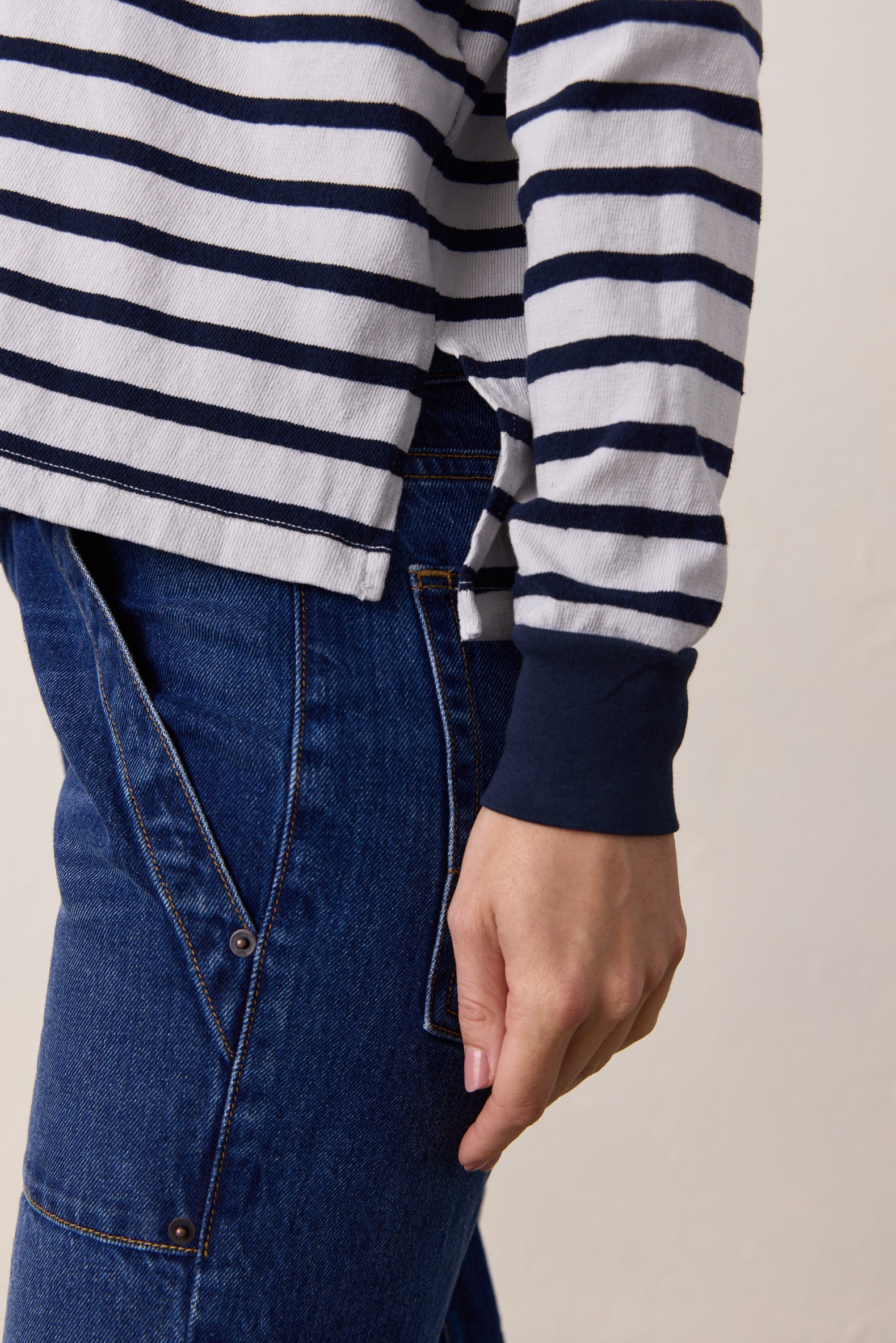 Abby Loose Fit Stripe Slub Jersey Tee