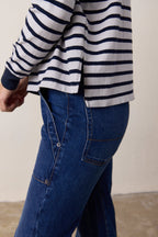 Abby Loose Fit Stripe Slub Jersey Tee