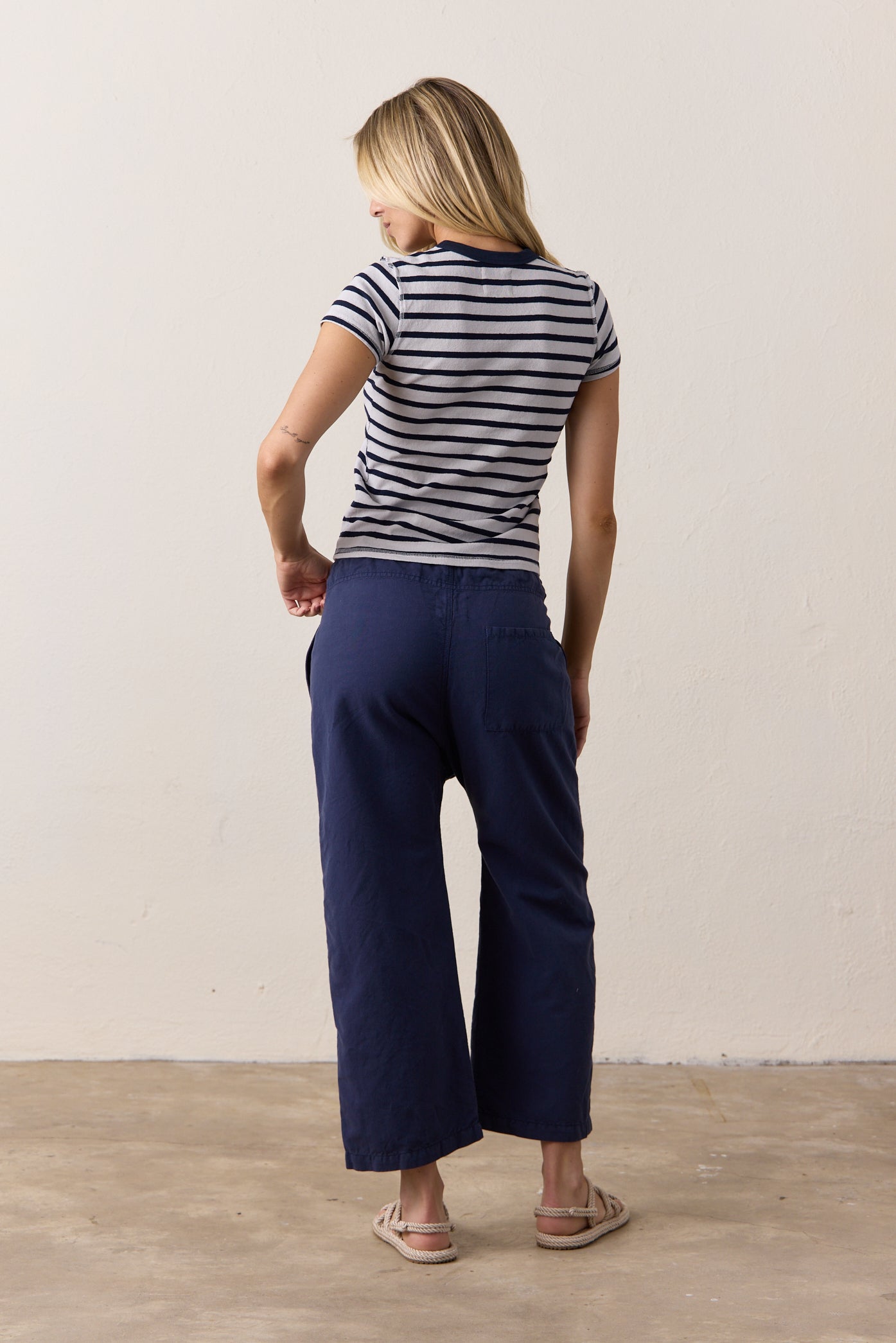 Akari Crop Linen Cotton Tie Pant