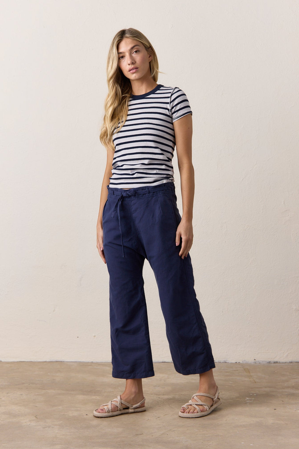 Akari Crop Linen Cotton Tie Pant