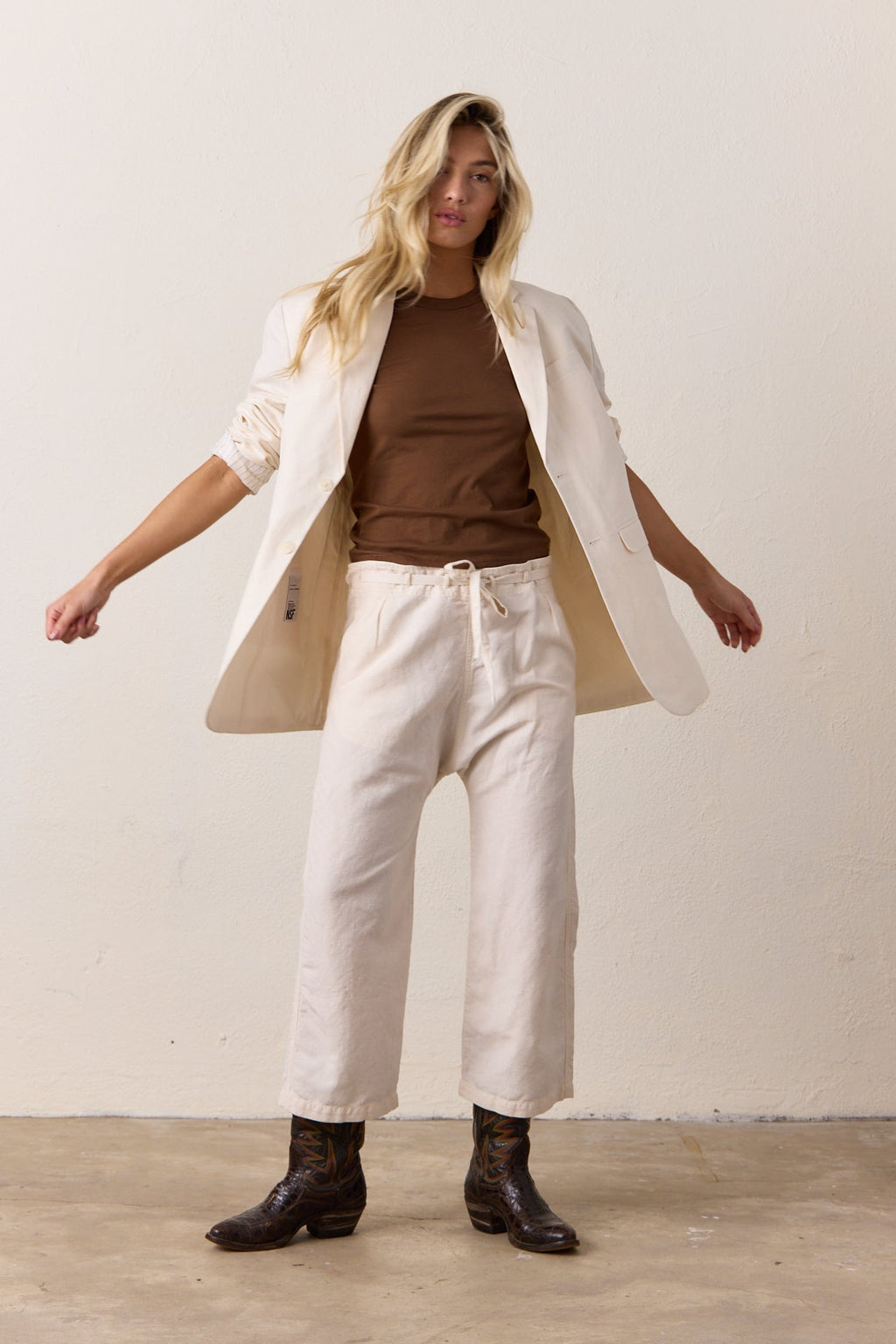 Akari Crop Linen Cotton Tie Pant