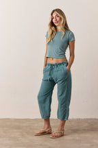 Akari Crop Linen Cotton Tie Pant
