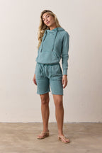 Lisse Teal Fitted Loop Terry Hoodie