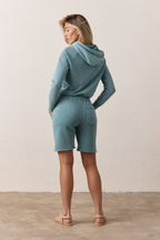 Lisse Teal Fitted Loop Terry Hoodie