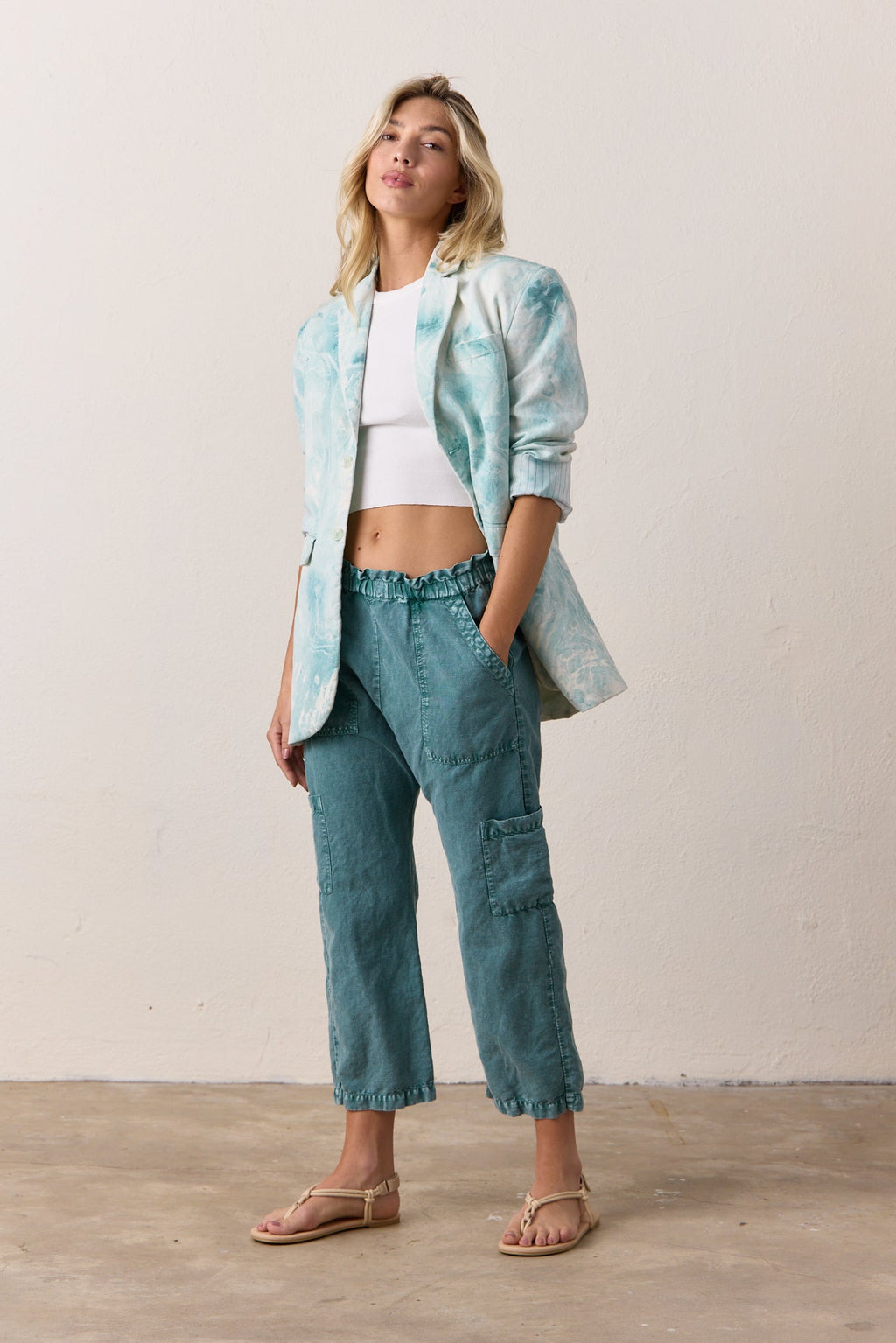 Seville Slouchy Linen Cotton Marbled Blazer