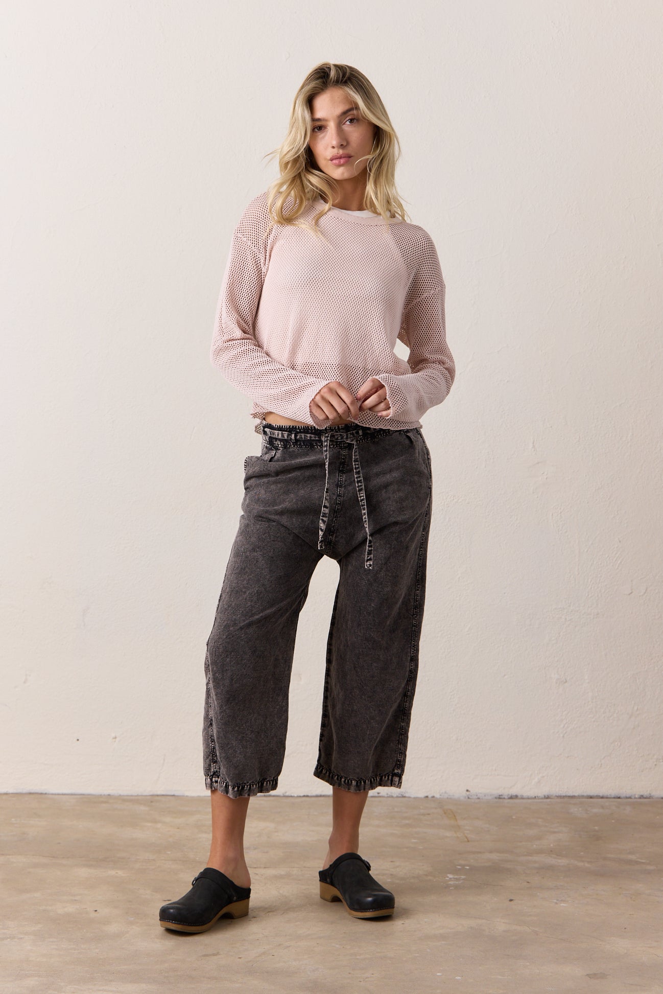 Akari Crop Linen Cotton Tie Pant