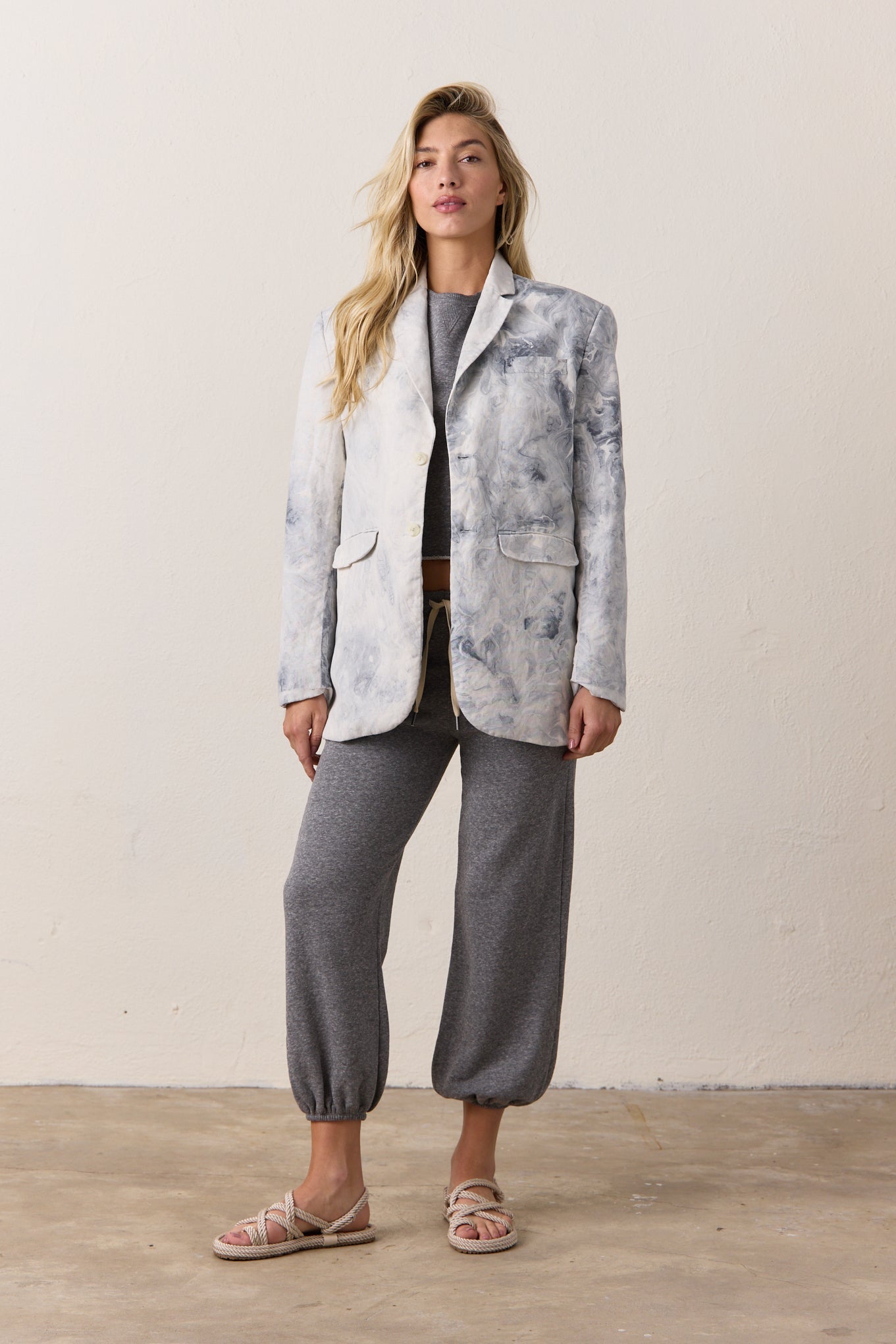 Seville Linen Cotton Oversized Marbled Blazer