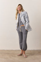 Seville Linen Cotton Oversized Marbled Blazer