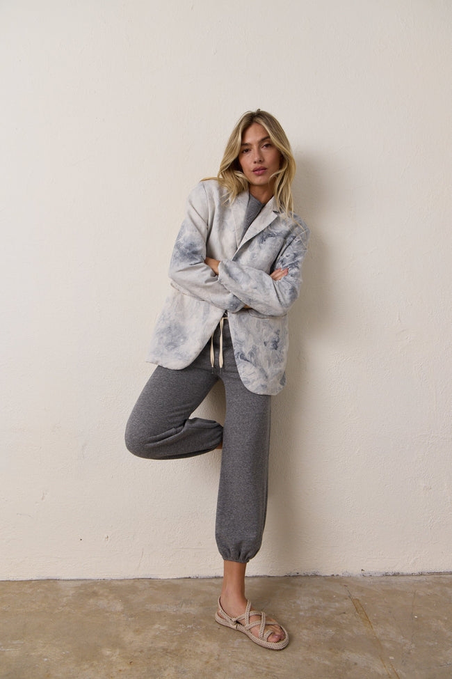 Seville Linen Cotton Oversized Marbled Blazer Main Image