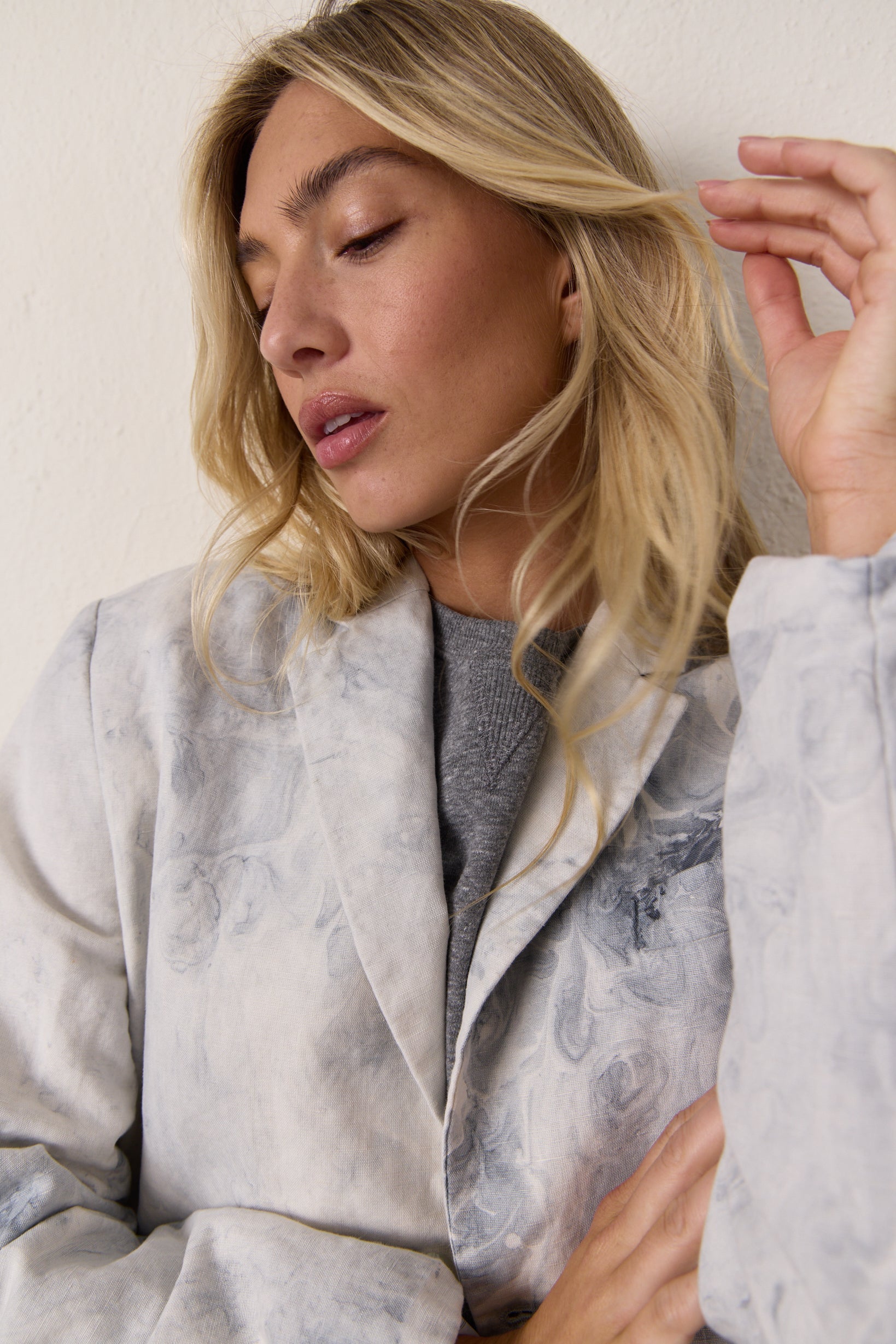 Seville Linen Cotton Oversized Marbled Blazer